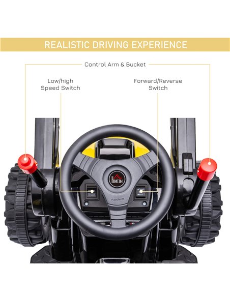 HOMCOM Kids Digger Ride On Excavator 6V Battery Powered Construction Tractor Music Headlight Moving Forward Backward Gear for 3- - pic 6537 | FastDaddyshop