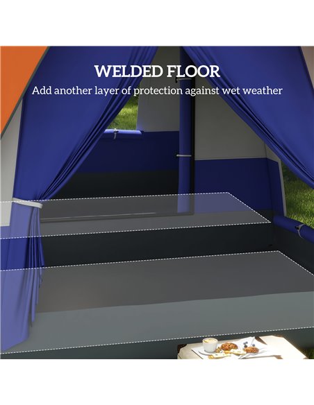 Outsunny Seven-Man Camping Tent, with Small Rainfly and Accessories - Orange A20-395V00OG - pic 65370 | FastDaddyshop