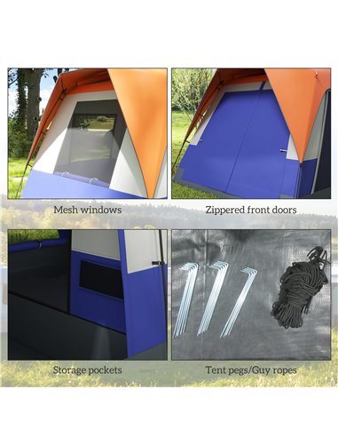 Outsunny Seven-Man Camping Tent, with Small Rainfly and Accessories - Orange A20-395V00OG
