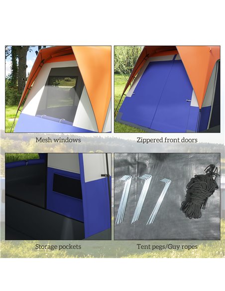 Outsunny Seven-Man Camping Tent, with Small Rainfly and Accessories - Orange A20-395V00OG - pic 65371 | FastDaddyshop