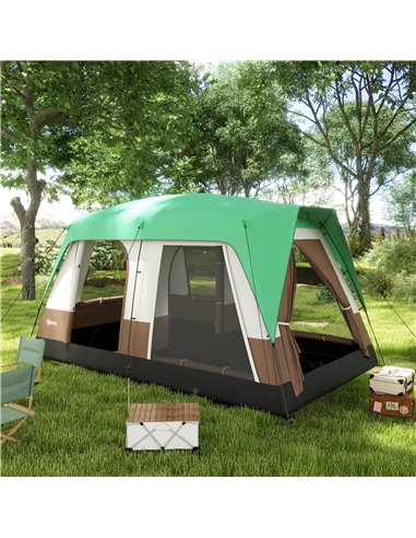 Outsunny Seven-Man Camping Tent, with Small Rainfly and Accessories - Green A20-395V00GN