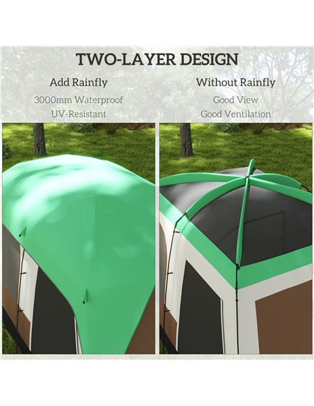 Outsunny Seven-Man Camping Tent, with Small Rainfly and Accessories - Green A20-395V00GN - pic 65377 | FastDaddyshop