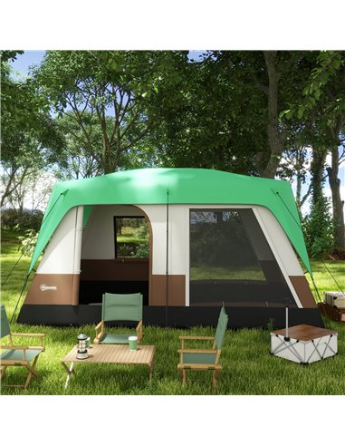 Outsunny Seven-Man Camping Tent, with Small Rainfly and Accessories - Green A20-395V00GN