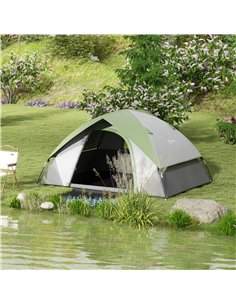 Outsunny 4-5 Man Single Room Camping Tent, Grey and Green A20-407V00GN 2