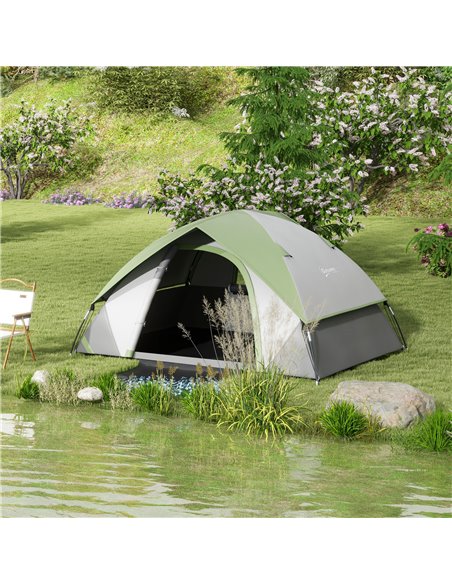 Outsunny 4-5 Man Single Room Camping Tent, 3000mm Waterproof, with Sewn-in Groundsheet and Carry Bag, Grey and Green A20-407V00G - pic 65384 | FastDaddyshop