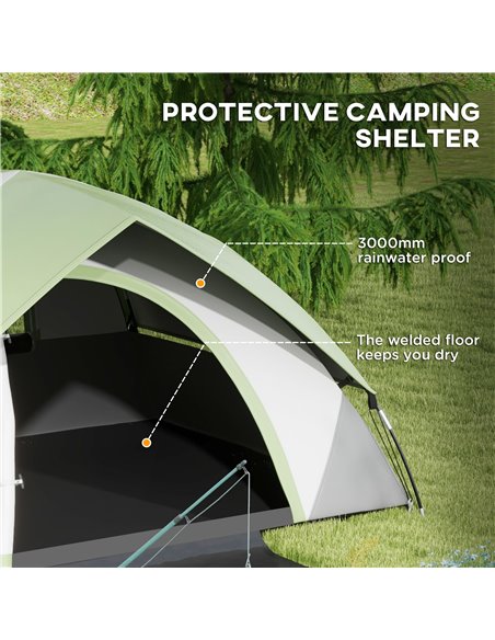Outsunny 4-5 Man Single Room Camping Tent, 3000mm Waterproof, with Sewn-in Groundsheet and Carry Bag, Grey and Green A20-407V00G - pic 65386 | FastDaddyshop