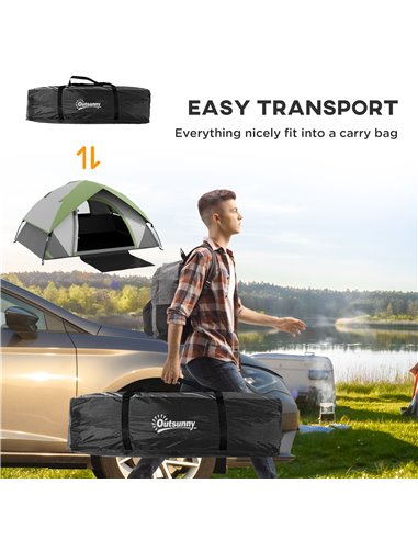 Outsunny 4-5 Man Single Room Camping Tent, 3000mm Waterproof, with Sewn-in Groundsheet and Carry Bag, Grey and Green A20-407V00G