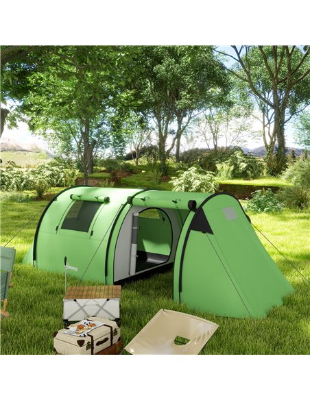 Outsunny 3000mm Waterproof Camping Tent, 3-4 Man Family Tent with Bedroom and Living Room, Portable with Bag, Dark Green A20-400 - pic 65393 | FastDaddyshop