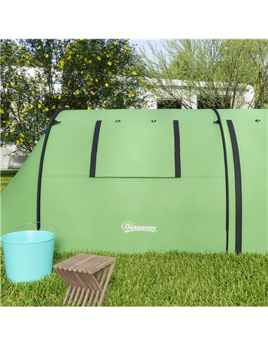 Outsunny 3000mm Waterproof Camping Tent, 3-4 Man Family Tent with Bedroom and Living Room, Portable with Bag, Dark Green A20-400