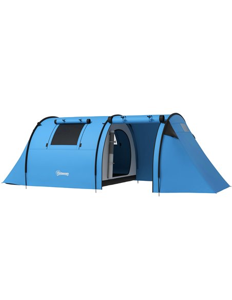 Outsunny 3000mm Waterproof 3-4 Man Family Camping Tent, Sky Blue A20-400V00LB - pic 65401 | FastDaddyshop