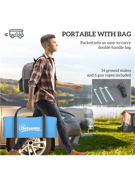 Outsunny 3000mm Waterproof Camping Tent, 3-4 Man Family Tent with Bedroom and Living Room, Portable with Bag, Sky Blue A20-400V0 - pic 65407 | FastDaddyshop