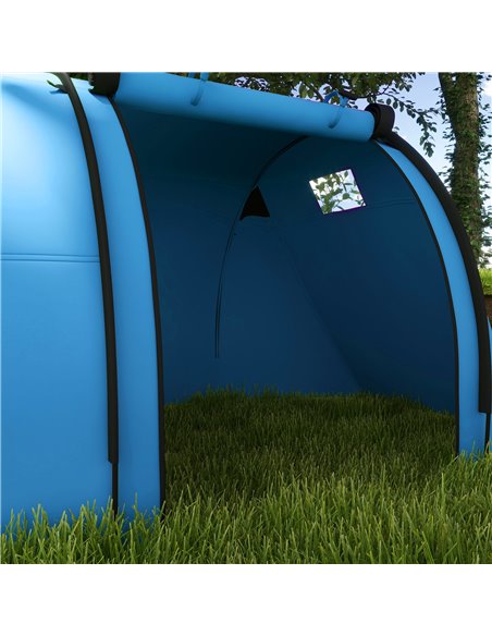 Outsunny 3000mm Waterproof Camping Tent, 3-4 Man Family Tent with Bedroom and Living Room, Portable with Bag, Sky Blue A20-400V0 - pic 65408 | FastDaddyshop
