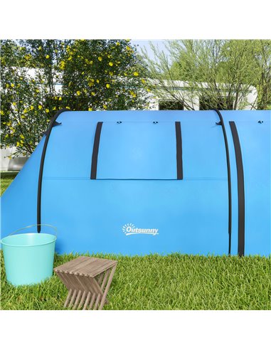 Outsunny 3000mm Waterproof Camping Tent, 3-4 Man Family Tent with Bedroom and Living Room, Portable with Bag, Sky Blue A20-400V0