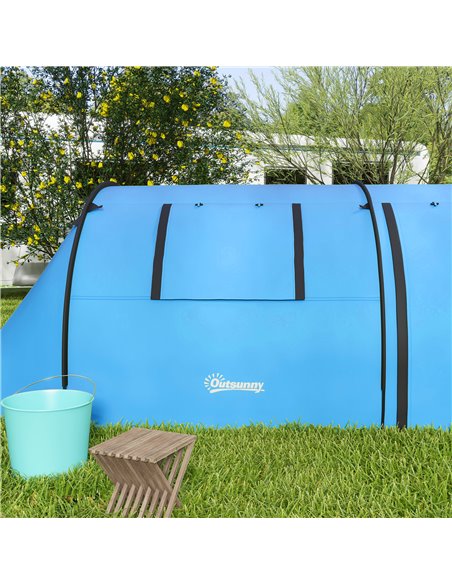 Outsunny 3000mm Waterproof Camping Tent, 3-4 Man Family Tent with Bedroom and Living Room, Portable with Bag, Sky Blue A20-400V0 - pic 65409 | FastDaddyshop