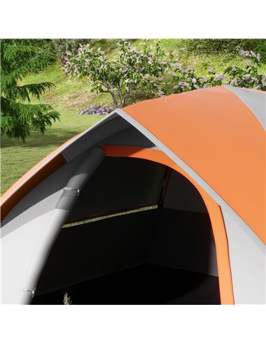 Outsunny 4-5 Man Single Room Camping Tent, 3000mm Waterproof, with Sewn-in Groundsheet and Carry Bag, Grey and Orange A20-407V00