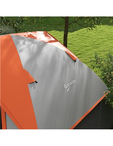 Outsunny 4-5 Man Single Room Camping Tent, 3000mm Waterproof, with Sewn-in Groundsheet and Carry Bag, Grey and Orange A20-407V00