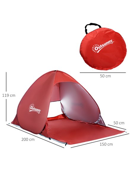 Outsunny Portable Pop-Up Beach Tent for 2-3 Persons, UV Protection Sun Shade Shelter, Lightweight and Easy Setup, Red A20-036RD - pic 65430 | FastDaddyshop