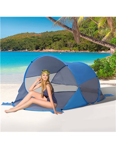 Outsunny Pop Up Beach Tent for 1-2 Persons, Portable UV Protection Sun Shelter, Automatic, Blue A20-142BU