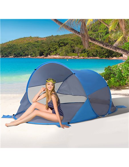 Outsunny Pop Up Beach Tent for 1-2 Persons, Portable UV Protection Sun Shelter, Automatic, Blue A20-142BU - pic 65437 | FastDaddyshop