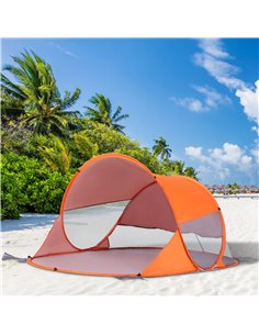 Outsunny Portable Pop-Up Beach Shelter for 1-2 Persons, UV 30+ Protection Automatic Sun Tent, Orange A20-142OG 2