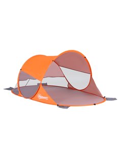 Outsunny Portable Pop-Up Beach Shelter for 1-2 Persons, UV 30+ Protection Automatic Sun Tent, Orange A20-142OG