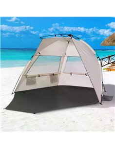 Outsunny 1-2 Man Pop-Up Beach Tent, Sun Shelter, Cream White A20-165 2
