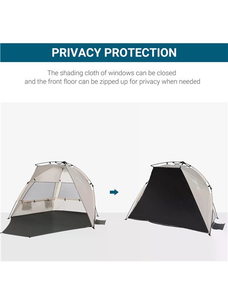Outsunny 1-2 Man Pop-Up Beach Tent, Sun Shelter UV 20+ Protection w/ Long Floor Mesh Windows Sandbags Carry Bag Summer Hut House - pic 65459 | FastDaddyshop