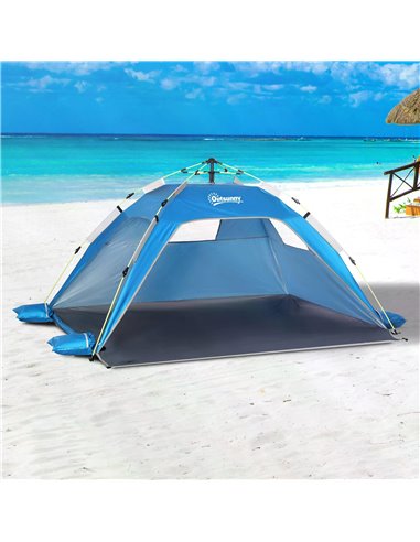 Outsunny Pop-up Beach Tent Sun Shade Shelter for 1-2 Person UV Protection Waterproof with Ventilating Mesh Windows Carrying Bag 