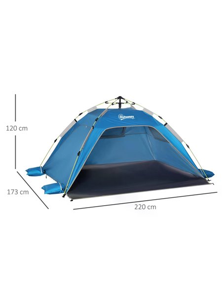Outsunny Pop-up Beach Tent Sun Shade Shelter for 1-2 Person UV Protection Waterproof with Ventilating Mesh Windows Carrying Bag  - pic 65466 | FastDaddyshop