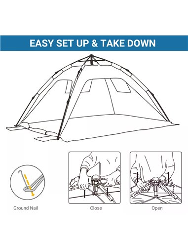 Outsunny Pop-up Beach Tent Sun Shade Shelter for 1-2 Person UV Protection Waterproof with Ventilating Mesh Windows Carrying Bag 