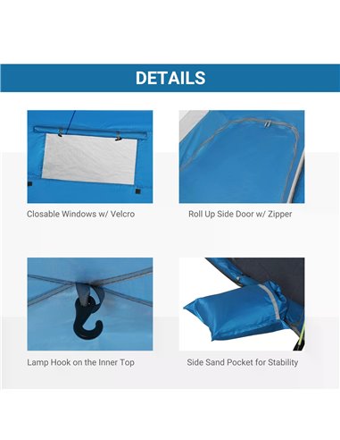 Outsunny Pop-up Beach Tent Sun Shade Shelter for 1-2 Person UV Protection Waterproof with Ventilating Mesh Windows Carrying Bag 