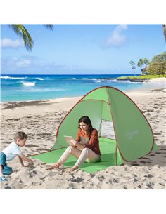 Outsunny Quick Setup Pop Up Beach Tent, 2-3 Person, UV 30+ Protection, Lightweight Sun Shelter, Green, Ideal for Beach and Hikin 2