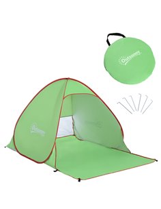 Outsunny Quick Setup Pop Up Beach Tent, 2-3 Person, UV 30+ Protection, Lightweight Sun Shelter, Green, Ideal for Beach and Hikin