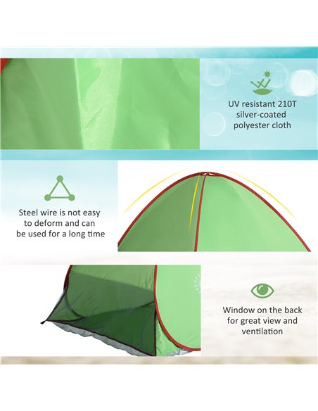 Outsunny Quick Setup Pop Up Beach Tent, 2-3 Person, UV 30+ Protection, Lightweight Sun Shelter, Green, Ideal for Beach and Hikin - pic 65478 | FastDaddyshop