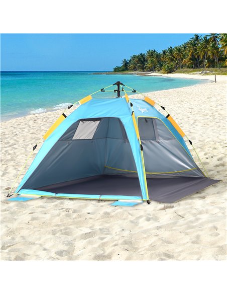 Outsunny Pop-up UV Protection Beach Tent, Waterproof Sun Shade Shelter for 1-2 Person with Ventilating Mesh Windows & Sandbags,  - pic 65483 | FastDaddyshop