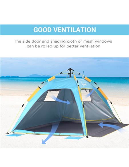 Outsunny Pop-up UV Protection Beach Tent, Waterproof Sun Shade Shelter for 1-2 Person with Ventilating Mesh Windows & Sandbags,  - pic 65487 | FastDaddyshop