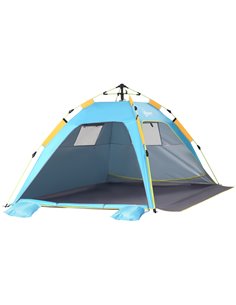 Outsunny Pop-Up Beach Tent for 1-2 People, Quick Setup with Mesh Windows & Doors, Dark Green A20-166V00DG