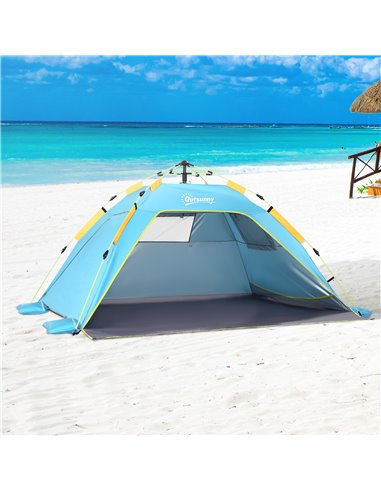 Outsunny Pop-Up Beach Tent for 1-2 People, Quick Setup with Mesh Windows & Doors, Dark Green A20-166V00DG