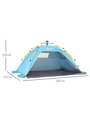 Outsunny Pop-Up Beach Tent for 1-2 People, Quick Setup with Mesh Windows & Doors, Dark Green A20-166V00DG