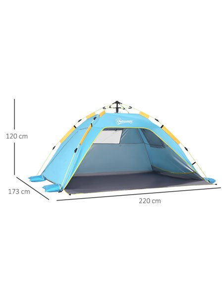 Outsunny Pop-Up Beach Tent for 1-2 People, Quick Setup with Mesh Windows & Doors, Dark Green A20-166V00DG - pic 65502 | FastDaddyshop