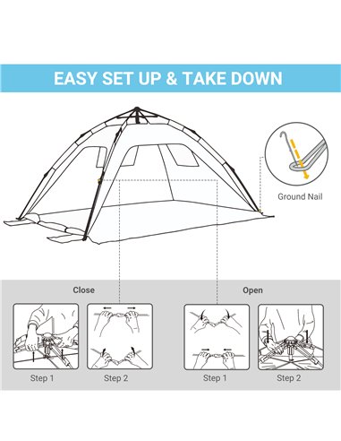 Outsunny Pop-Up Beach Tent for 1-2 People, Quick Setup with Mesh Windows & Doors, Dark Green A20-166V00DG