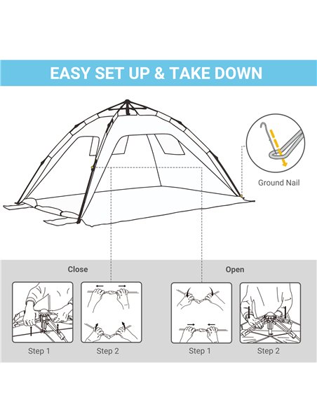 Outsunny Pop-Up Beach Tent for 1-2 People, Quick Setup with Mesh Windows & Doors, Dark Green A20-166V00DG - pic 65503 | FastDaddyshop
