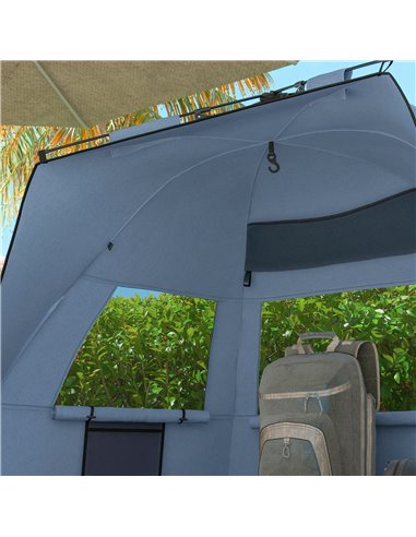 Outsunny Pop Up Beach Tent for 2-3 Persons, UPF15+ Sun Protection Shelter with Extended Groundsheet, Sandbags, Light Blue A20-42
