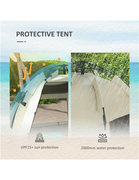 Outsunny 2-3 Person Pop Up Beach Tent, UPF15+ Sun Shelter with Extended Floor, Sandbags, Mesh Windows and Carry Bag, Khaki A20-4 - pic 65524 | FastDaddyshop