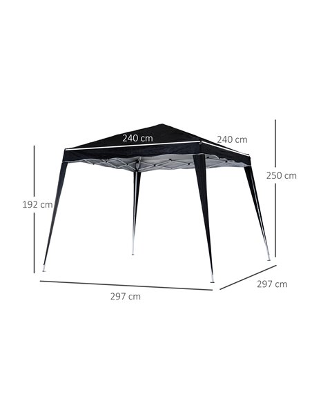 Outsunny Pop-Up Tent,  3Lx3Wx2.4H m-Black 84C-075BK - pic 65529 | FastDaddyshop
