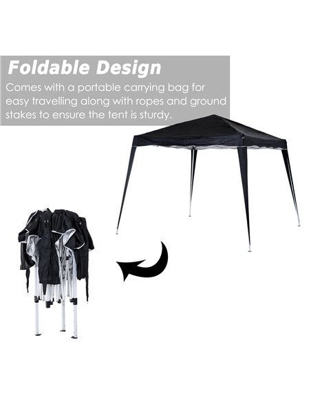 Outsunny Pop-Up Tent,  3Lx3Wx2.4H m-Black 84C-075BK - pic 65531 | FastDaddyshop