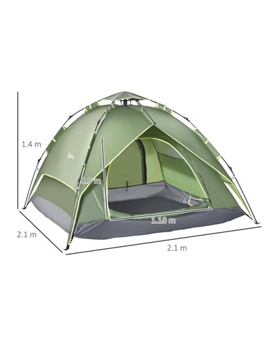 Outsunny Three Man Pop Up Tent Camping Festival Hiking Family Travel Shelter Portable A20-057