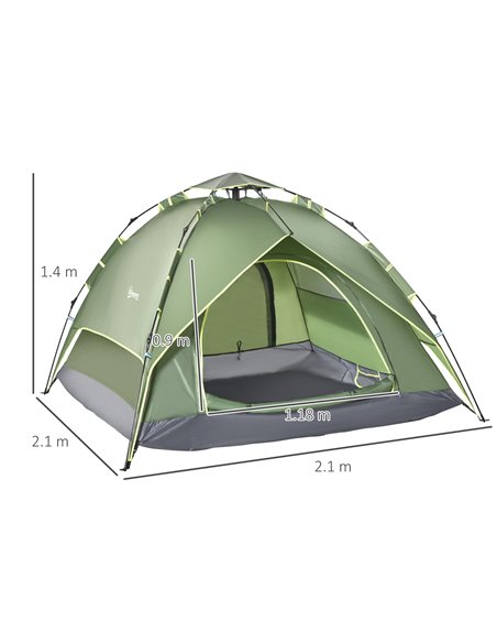 Outsunny Three Man Pop Up Tent Camping Festival Hiking Family Travel Shelter Portable A20-057 - pic 65538 | FastDaddyshop