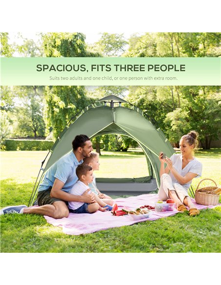 Outsunny Three Man Pop Up Tent Camping Festival Hiking Family Travel Shelter Portable A20-057 - pic 65539 | FastDaddyshop