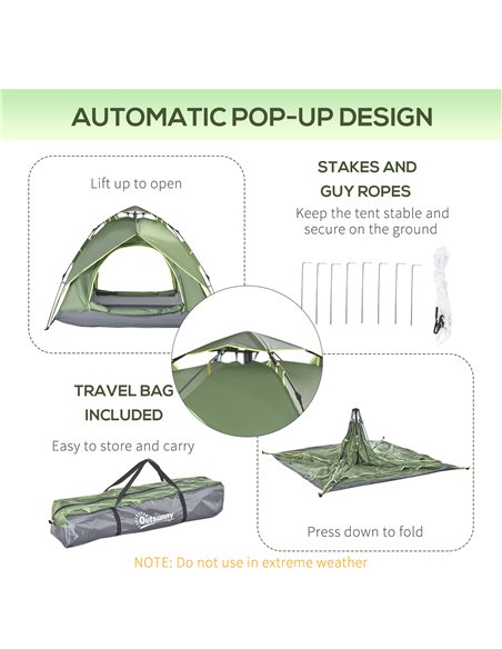 Outsunny Three Man Pop Up Tent Camping Festival Hiking Family Travel Shelter Portable A20-057 - pic 65541 | FastDaddyshop
